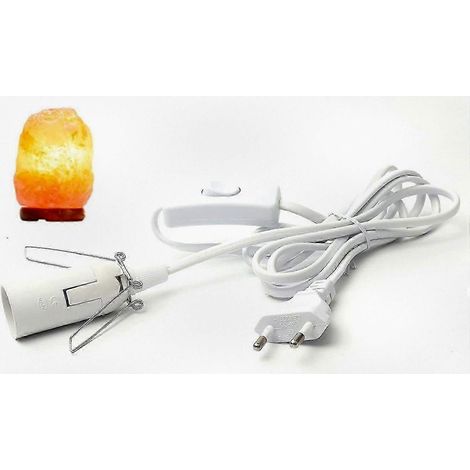 Câble d'alimentation compatible pour lampe de sel avec interrupteur marche/arrêt - Connecteur E14 1,8 m - Câble de remplacement pour lampe Himalayan Light, blanc (1/4)