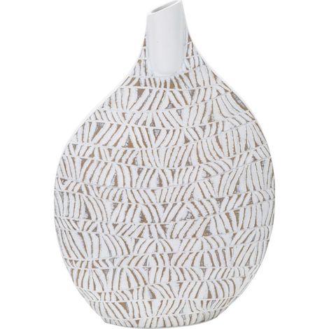 Vaso Nairobi bianco in resina slanciato 30,5x46,5 cm