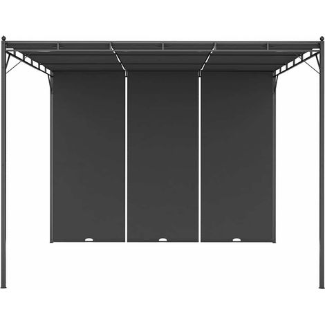 Tonnelle Barnum de Jardin, Pavillon, Pergola, Tente de jardin, avec rideau latéral 3x3x2,25 m Anthracite OIB2687E (1/5)
