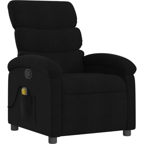 Poltrona relax TV funzione massaggio reclinabile 6 punti massaggio in tessuto nero DEC027066