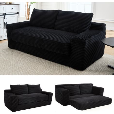 Canapé 2 places – Mousse mémoire – Sans assemblage – 2 en 1 – Velours côtelé – Compact – Petits espaces/Appartement/Bureau (1/5)