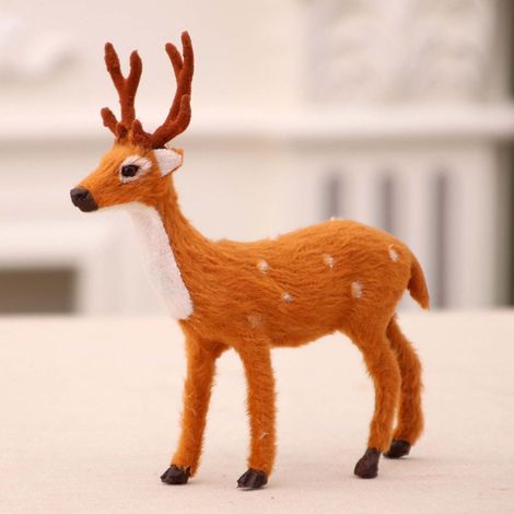 Ornement De Noël - Cerf En Peluche - Décoration Intérieure Pour Salon Chambre Ou Bureau - 1 Pièce