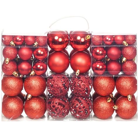 vidaXL Lote de bolas de Navidad 100 unidades rojas 3/4/6 cm (1/5)