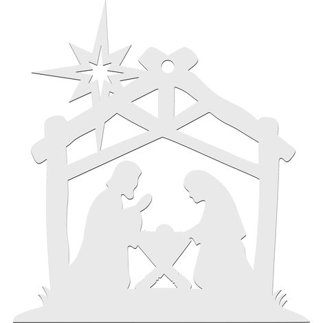 Adorno navideño de MDF blanco para árbol de Navidad, escena de la Natividad, decoraciones de madera para pintar. (1/4)