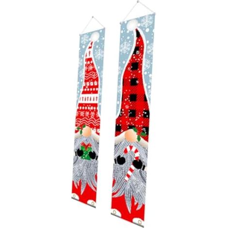 Bannière de Porte de Noël Couplets sans Visage Décorations Suspendues Écologiques Réutilisables pour Porte D’Entrée Porche Fenêtre et Décoration Festive Couleur Aléatoire (1/5)