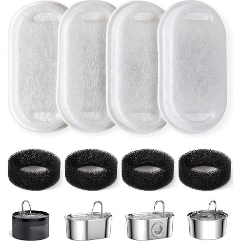 filtres pour fontaine à eau pour chat, filtre pour fontaine à eau pour chat, convient aux abreuvoirs pour chat en acier inoxydable de 3,2 L/2 L, 4 fil