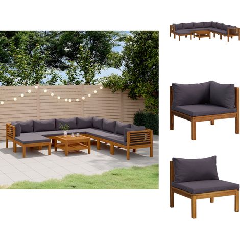 Gartenmöbel-Sets - Living 9-tlg. Garten-Lounge-Set mit Auflage Massivholz Akazie (1/5)
