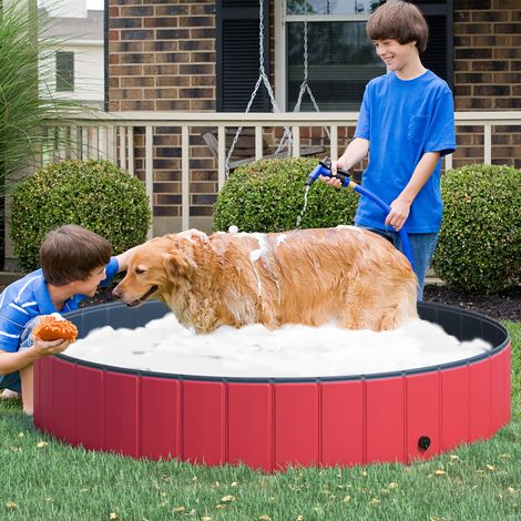 Rouge 160x30 cm - Piscine pliante pour chiens Chats Ø Baignoire portable pour animaux PVC antidérapant Multiples usages pour l’intérieur et