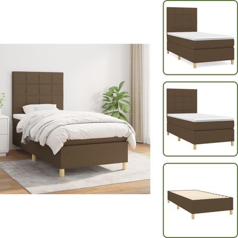 Boxspringbett mit Matratze Dunkelbraun 100x200 cm Stoff - Boxspringbett - Doppelbett - Bettenrahmen - Schlafsystem - Matratze (1/5)