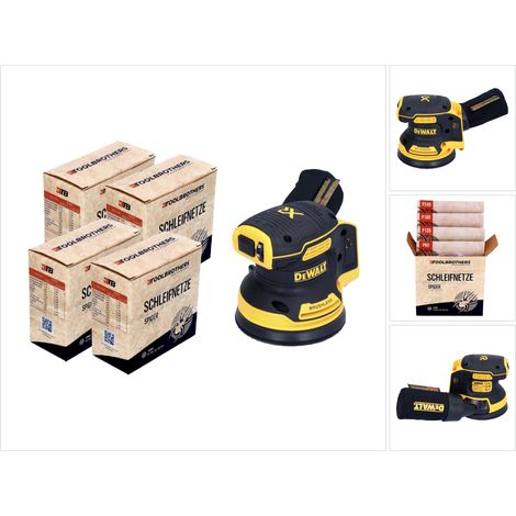 DeWalt DCW 210 N Akku Exzenterschleifer 18 V 125 mm Brushless Solo + 4x Toolbrothers SPIDER Netzschleifmittel Set