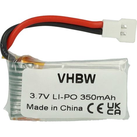 vhbw Batería recargable compatible con XH 2.54 (AWG 20) clavija (m) para modelismo (350mAh, 3,7V, Li-poli)