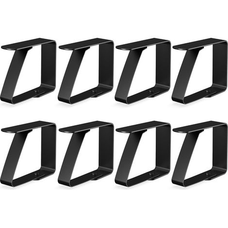 CCYKXA 8 x Pinces à Nappe Noir pour Tables d'une épaisseur de 3 cm - - Pinces à Nappe en Acier Inoxydable pour l'intérieur et l'extérieur - - Pinces à Nappe faciles à Nettoyer (1/5)