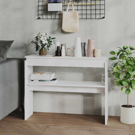 Table console-Table d'entrée blanc 102x30x80 cm bois d'ingénierie (1/5)