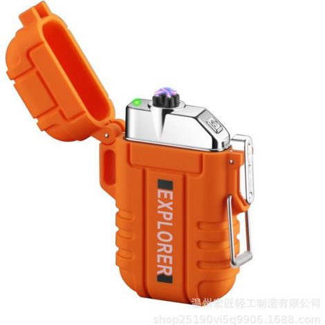 1 Briquet double arc, rechargeable USB, étanche, pour camping, randonnée, survie (1/4)
