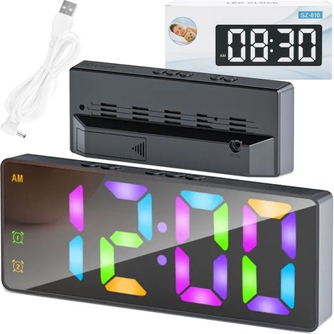 Digitaler RGB-LED-Wecker - DAC8 - Schwarz