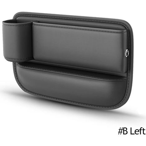 (B Gauche) Porte-gobelet universel en cuir pour espace entre le siège conducteur et le siège auto - Boîte de rangement latérale pour siège conducteur avant - Organisateur pour combler l'espace entre l (1/5)