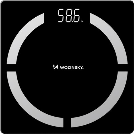 Intelligente, analytische Badezimmerwaage mit Bluetooth, 180 kg – Schwarz