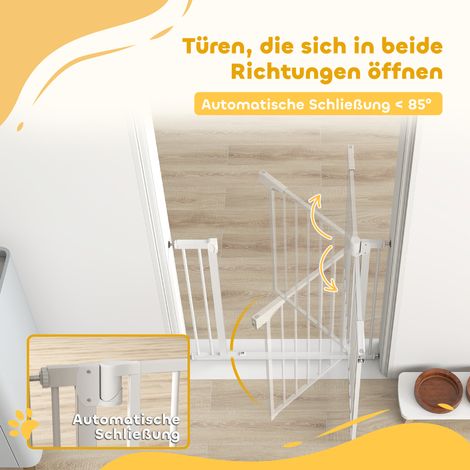 Barrière de sécurité enfant sans perçage, fermeture automatique, pour cuisine escalier, 76-88 x 76 cm, blanc (1/5)