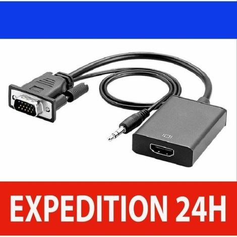 Adaptateur VGA vers HDMI 1080P avec audio - Noir (1/3)