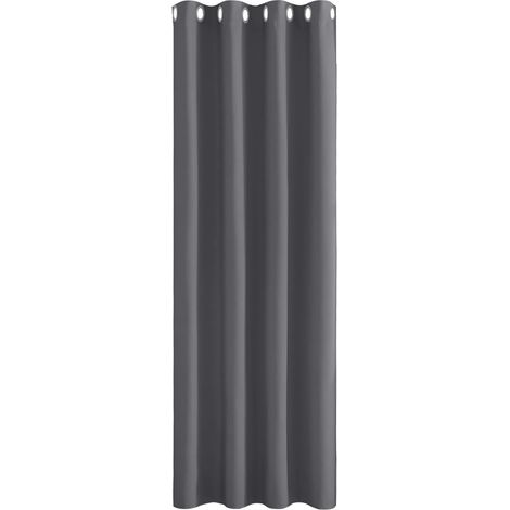 Rideau Occultant - Rideau Thermique Isolant Anti Froid Rideaux à Oeillets Décoration Chambre Fenetre, Bloquer Lumineux & Prêt à Poser, L 132 x H 160 cm, Gris, 1 Panneau (1/5)