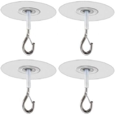 Lot de 4 crochets de plafond autocollants avec sécurité sans perçage, crochets de plafond lourds, crochets adhésifs extra puissants pour pots de fleurs, crochets de plafond avec sécurité (1/5)