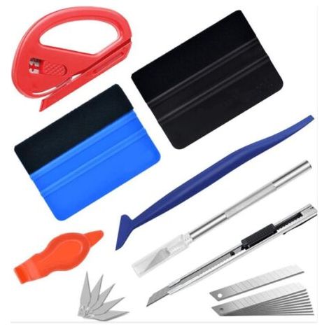 BUNTHAUS (22 pièces) Ensemble d'outils pour film de vitre de voiture, grattoir pour pièces automobiles, grattoir en feutre, couteau utilitaire (1/5)