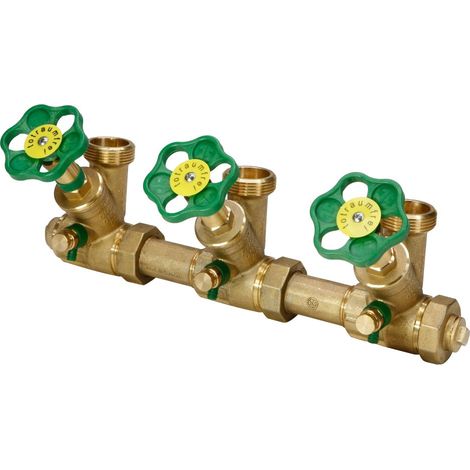 Schlösser ATV-Verteiler mit nichtsteigender Spindel, 3-fach, DN 25, Eingang 1", oberer Ausgang 1 1/4"