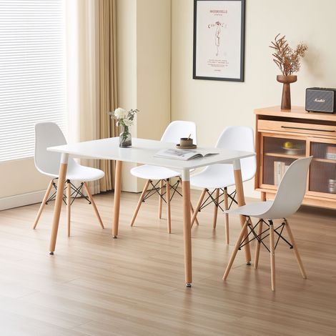 Daisy 120cm Rectangular Dining Table White with 4 White Chairs