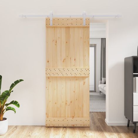 Puerta corredera con herrajes madera maciza de pino 85x210 cm vidaXL (1/5)