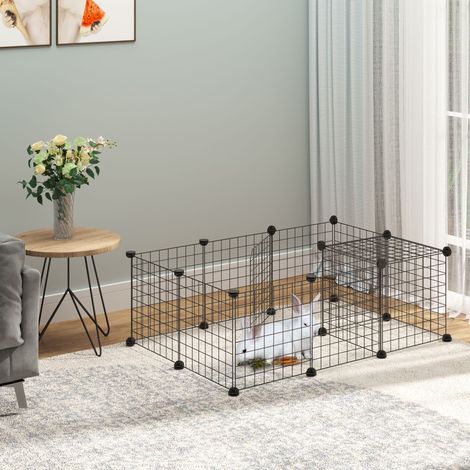 Enclos pour Lapins et Cobayes Modulable avec Accessoires de Montage, 105x70x35cm - Noir (1/5)