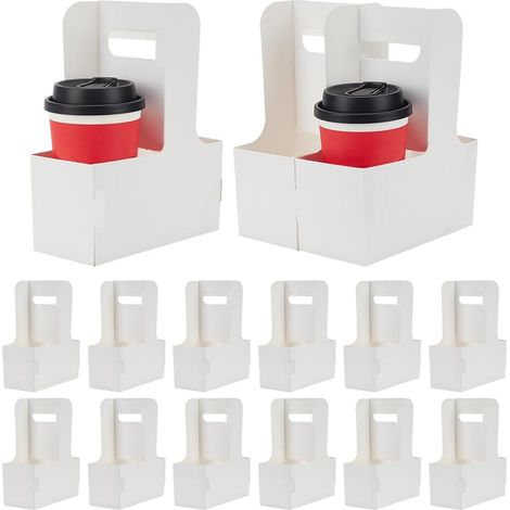 25 poignée de Porte Boisson Blanche pour 2 tasses, Porte Gobelet en Carton Porte Gobelet à Café pour Boissons Sortir Livraison de Services de Restauration,17.6x8x22cm (1/5)