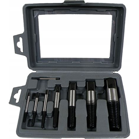 Extractores de tornillos rotos, 8 piezas, acero para herramientas, SilverTools S10708 (1/3)