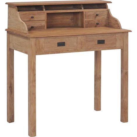 vidaXL Bureau 90x50x100 cm bois de teck solide (1/5)
