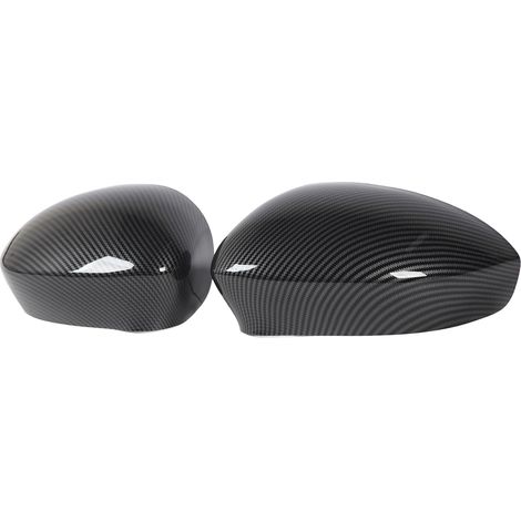 Couvercle de rétroviseur latéral de porte, 2 pièces, capuchon de remplacement de l'aile gauche droite pour Fiat 500 2007 à 2020, Style Fiber de carbone (1/5)