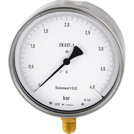 Riegler Feinmessmanometer, G 1/2 radial unten, 0 - 6,0 bar, Ø 160, 1164 (1/2)