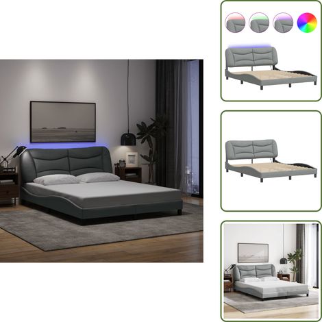 Cuscino testiera - vidaXL Giroletto con LED senza Materasso Hvar 160x200 cm Tessuto -