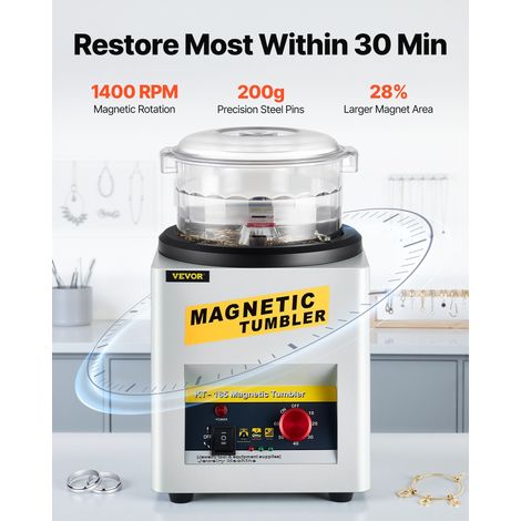 Polisseur de Bijoux Magnétique 800 g Machine de Polissage à Bijoux Rotatif Polisseuse à Tambour Rotative Professionnelle avec Rotation Bidirectionnelle 2000 tr/min pour Bijoutier Bijouterie (1/5)