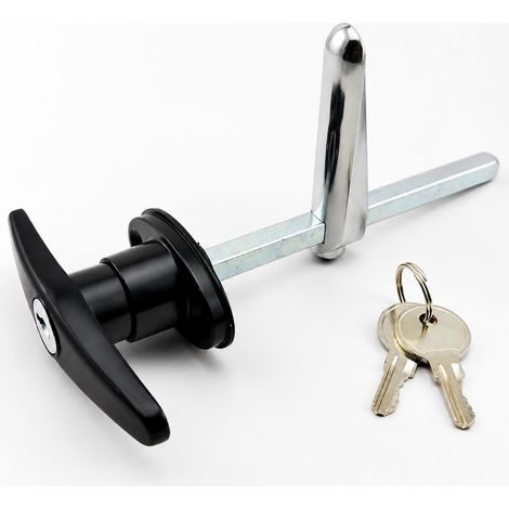 Serrure poignée en T T001 tige allongée avec pêne noir t001 noir réf 5995 15 × 15 × 5 cm 280 g – Livraison gratuite