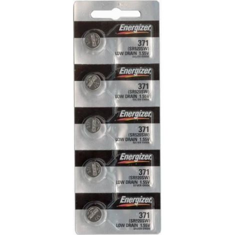 Energizer Batteries 371/370 (SR920W SR920SW) Silver Oxide Watch Battery. on Tear Strip, 5 Pack