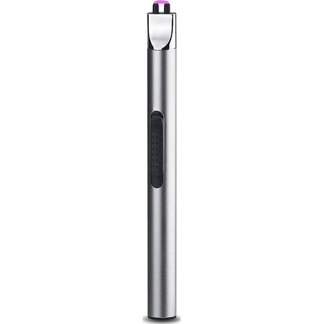 Silver Briquet Rechargeable Électrique Briquet Plasma Briquet USB Arc sans Flamme Coupe-Vent Long Briquet pour Camping Cuisine Grill (1/5)