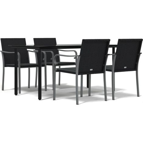 Maison Exclusive - 5-tlg. Garten-Essgruppe mit Kissen Poly Rattan