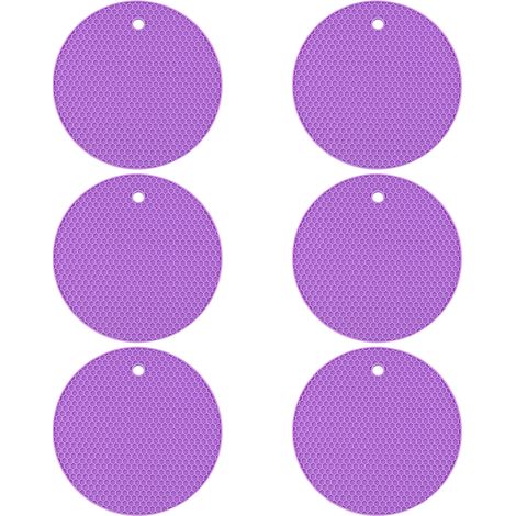Dessous de verre en silicone pour boissons – antidérapants, antiadhésifs, restent en place, plateau profond – protègent les meubles et les tables (violet) (1/5)