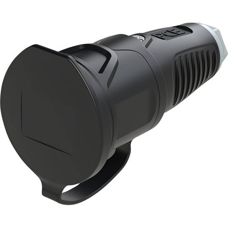 Prise de protection en caoutchouc PCE Taurus2, avec couvercle, noir/gris