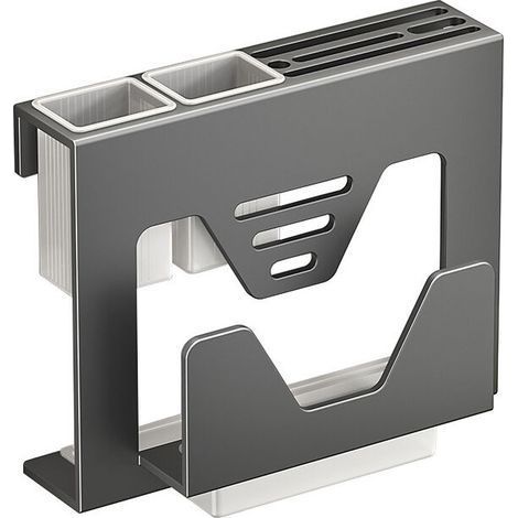 Messerhalter aus Edelstahl 304 mit Essstäbchenablage – Wand-/Tischorganizer für Besteck, Schneidebretter und Deckel (Gun Grey) – kein Bohren erforderlich (1/5)