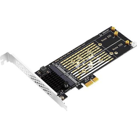 PCIe x1 auf Dual M.2 NVMe SSD Konverteradapter mit M-Key für 2230/2242/2260/2280 SSD-Erweiterungskarten (1/5)