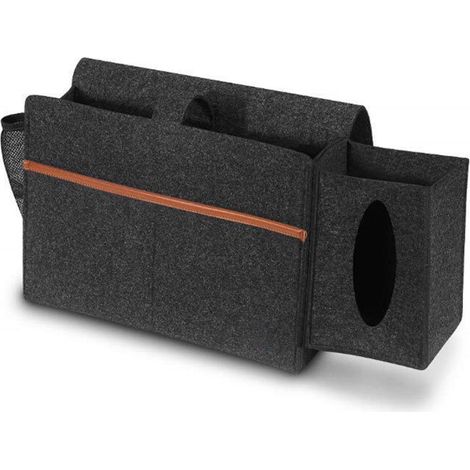 Organizador de mesilla de noche, cesta de almacenamiento para cama, bolsa de almacenamiento de fieltro extraíble para caja de pañuelos