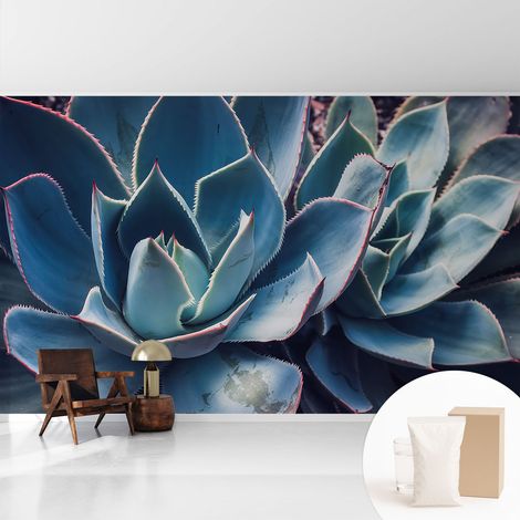 Papier peint décoratif avec colle pour mur dans salon chambre entrée et plus Solution de décoration facile à installer Aloès vert 416x254 cm (1/5)