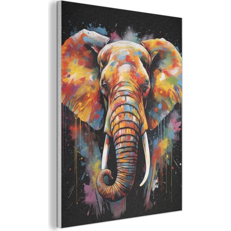 CUADRO ACÚSTICO Elefante - Graffiti - Negro - Animales - Colores Cuadros de Pared 70x100 (1/5)