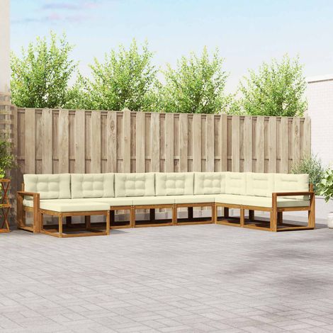 vidaXL Outdoor-Sofagarnitur mit Kissen 8 pcs Natur und Creme (1/5)