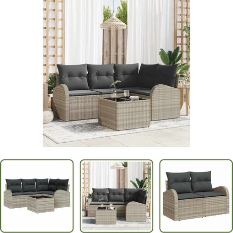 vidaXL Poly-Rattan - Gartensofa-set 5 pcs Hellgrau Poly-Rattan (1/5)